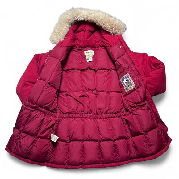 Eddie Bauer Polar Parka 90s Vintage Red Nylon Shell Goose Down Puffer Large - Picture 4 of 7
